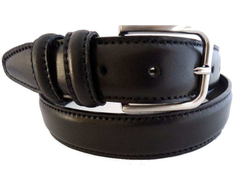 Cintura in cuoio bombata - nero - 35mm
